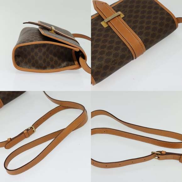 CELINE Macadam Canvas Shoulder Bag Pvc Leather Brown Gold - Picture 12 of 12